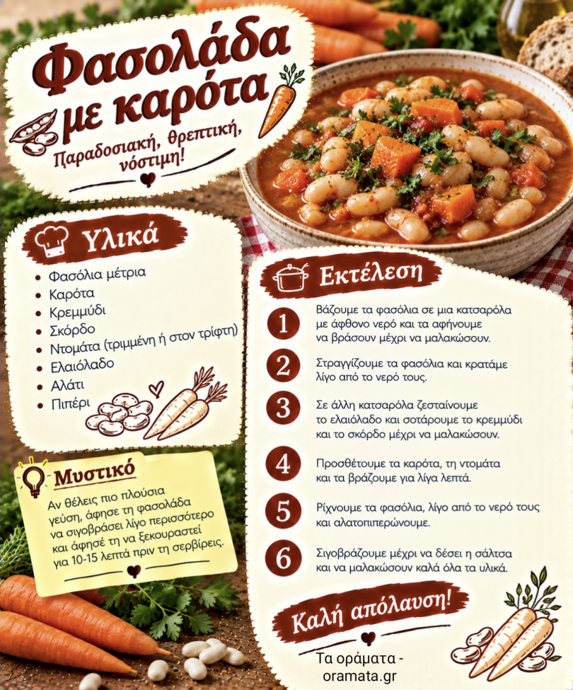 Εύκολη συνταγή για φασολάδα με καρότα Εύκολη συνταγή για φασολάδα με καρότα