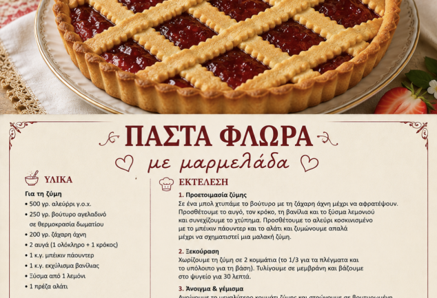 Πάστα φλώρα με μαρμελάδα