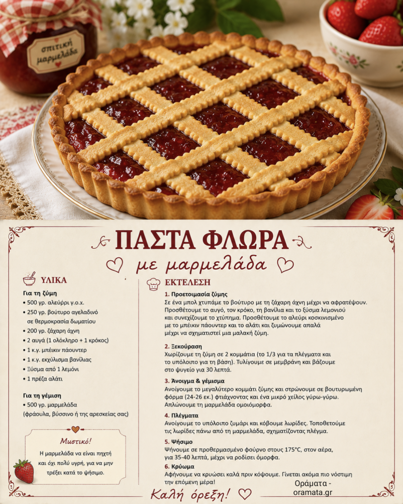 Πάστα φλώρα με μαρμελάδα