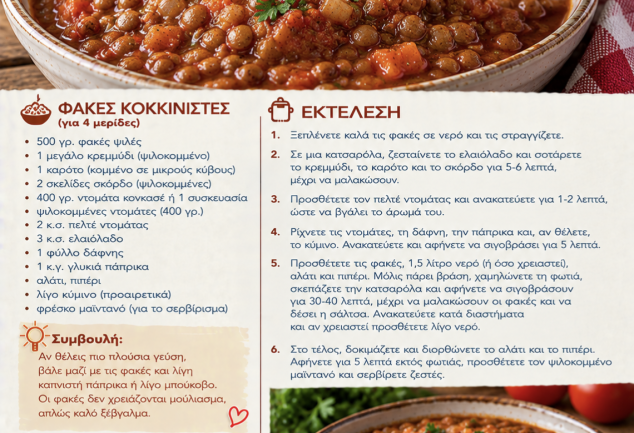 Συνταγή για φακές κοκκινιστές