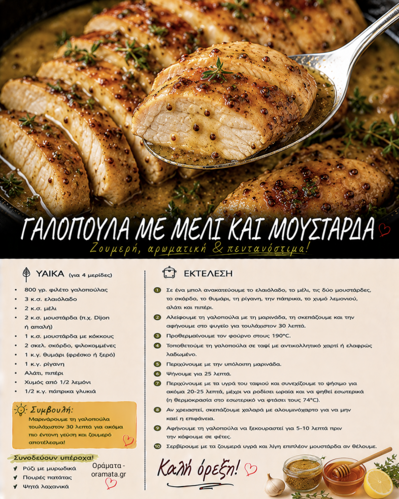 Γαλοπούλα με μέλι και μουστάρδα