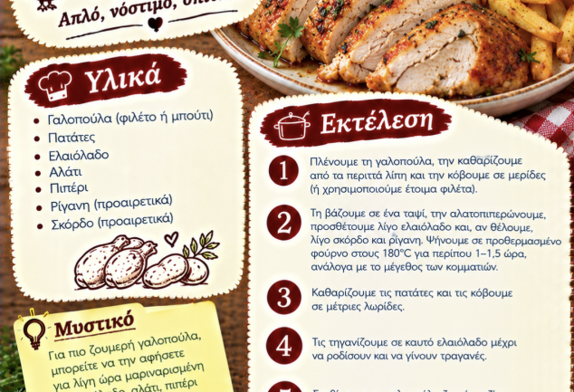 Συνταγή για γαλοπούλα με πατάτες τηγανητές