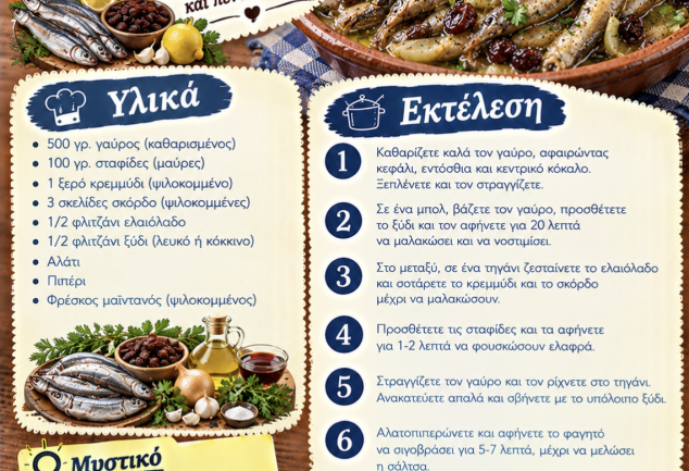 Συνταγή για γαύρο με σταφίδες