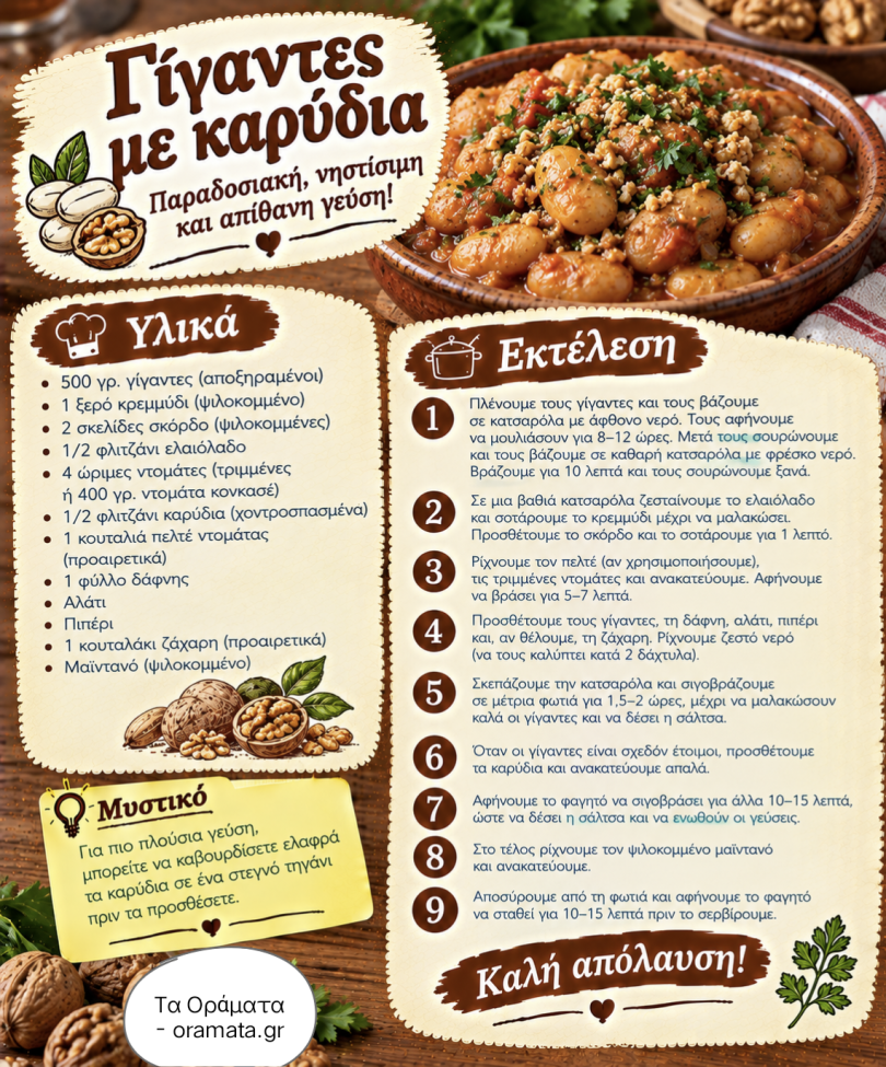 Συνταγή για γίγαντες με καρύδια