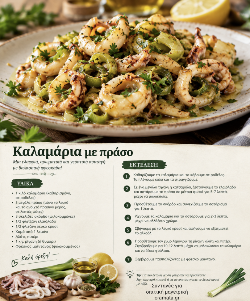 Καλαμάρια με πράσο