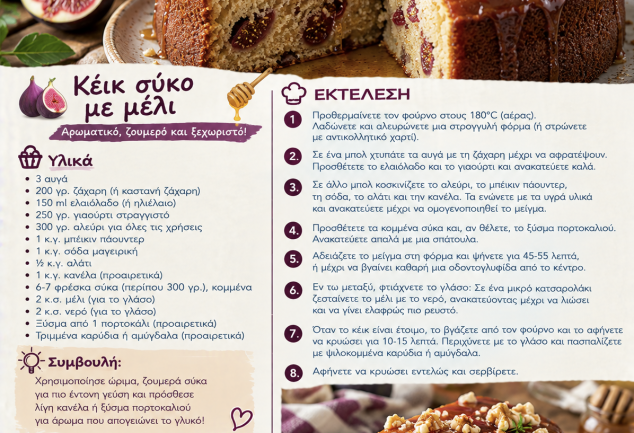 Συνταγή για κέικ σύκο με μέλι