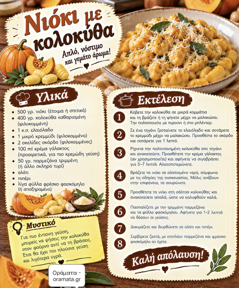 Συνταγή για νιόκι με κολοκύθα Συνταγή για νιόκι με κολοκύθα