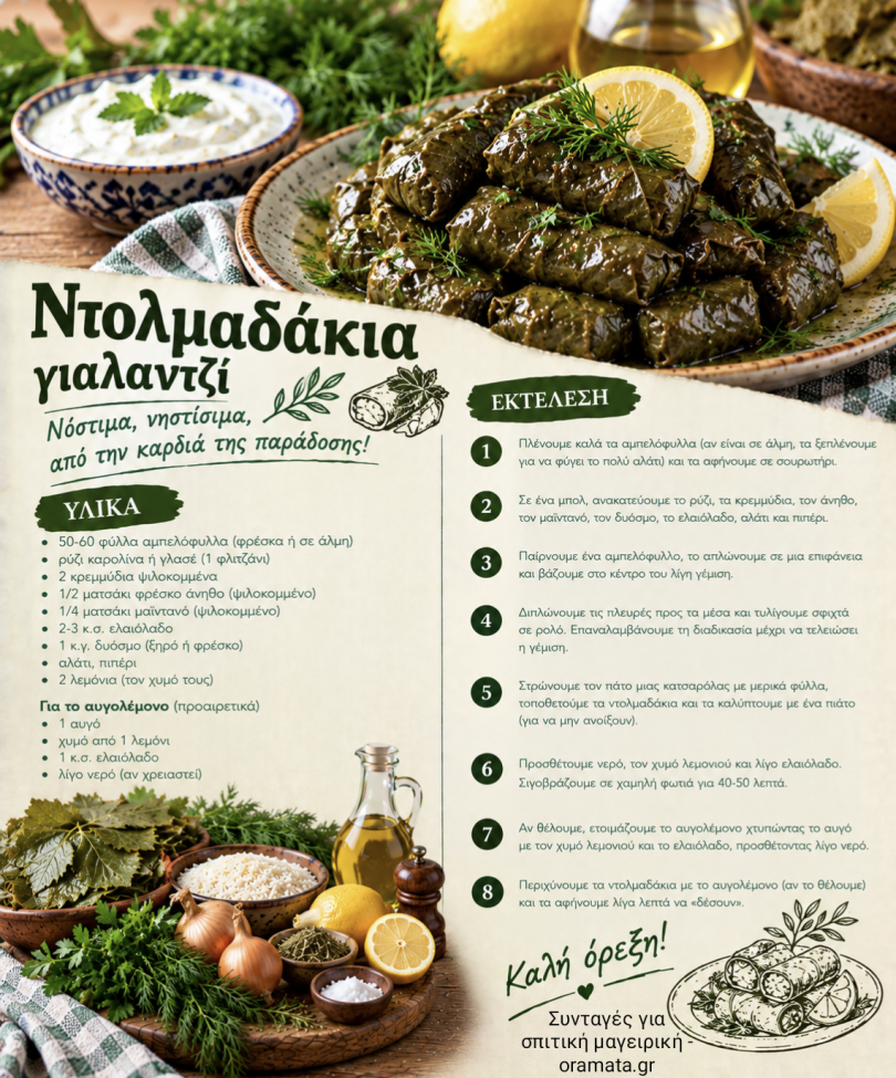 Ντολμαδάκια γιαλαντζί Ντολμαδάκια γιαλαντζί
