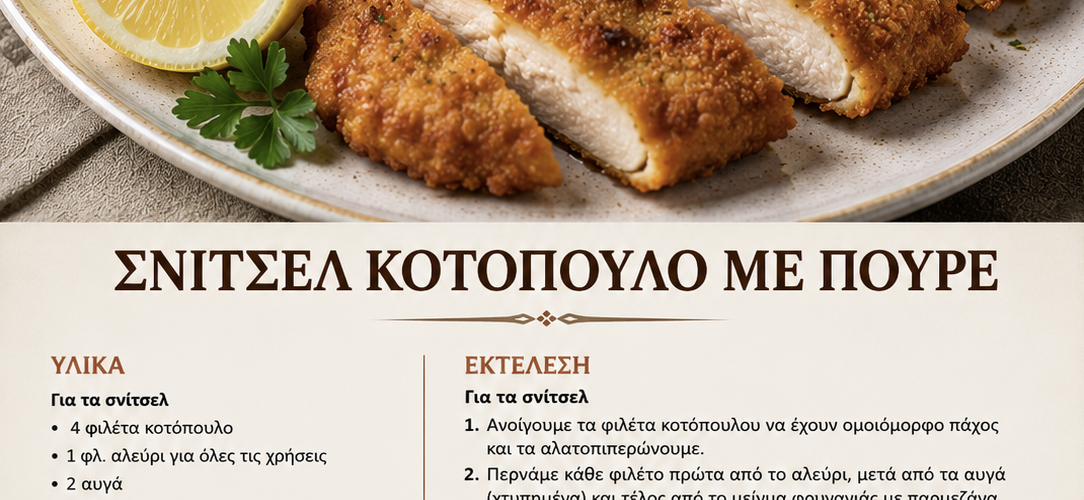 Σνίτσελ κοτόπουλου με πουρέ