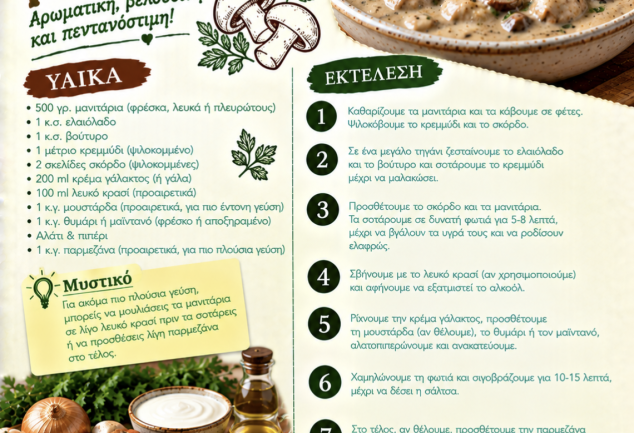 Συνταγή για σπιτική σάλτσα μανιταριών