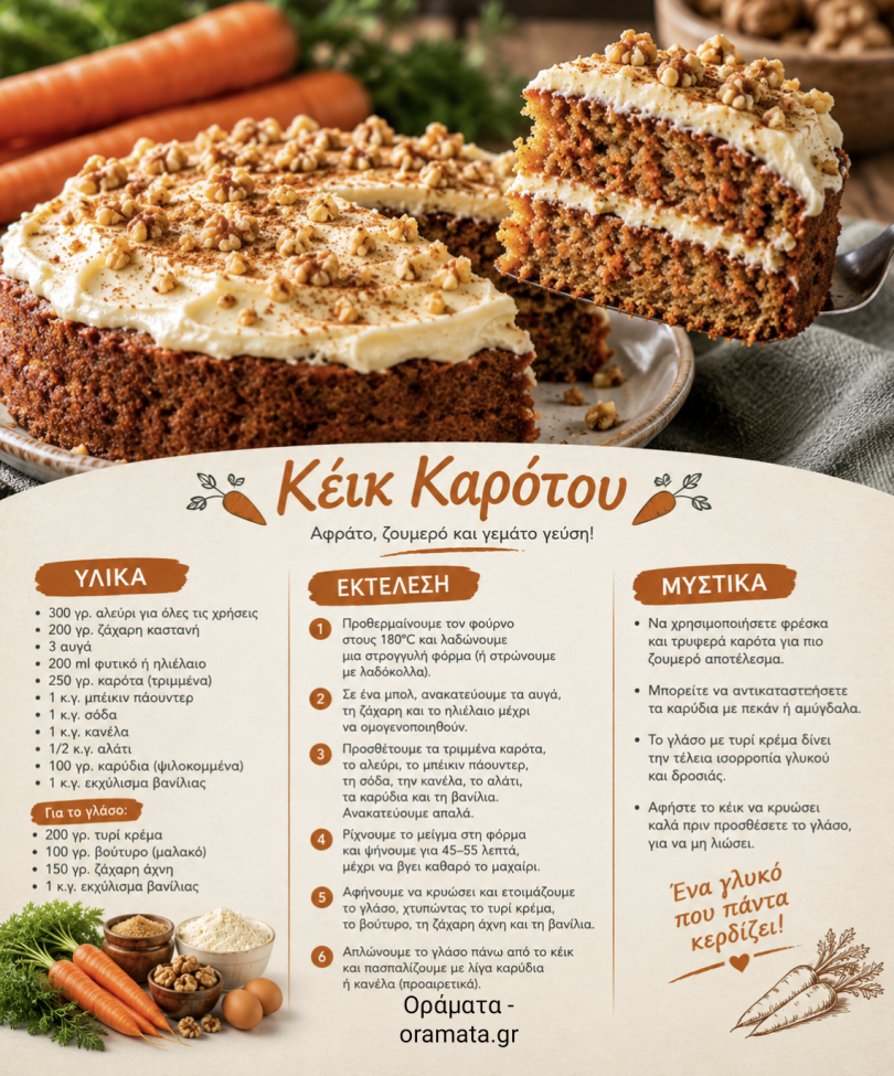 Εύκολη συνταγή για κέικ καρότου