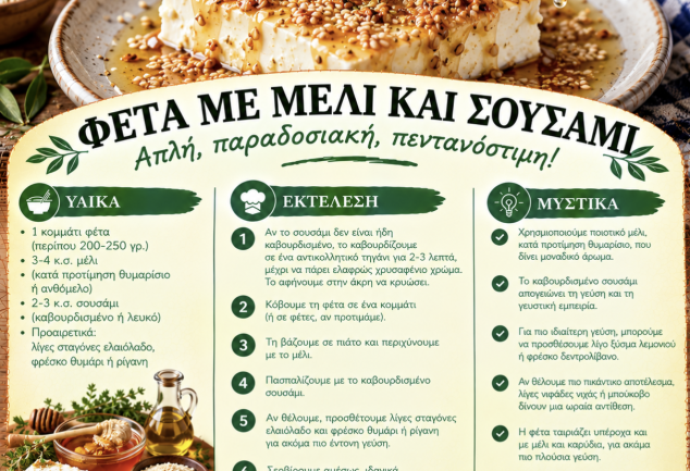 Η συνταγή για φέτα με μέλι και σουσάμι