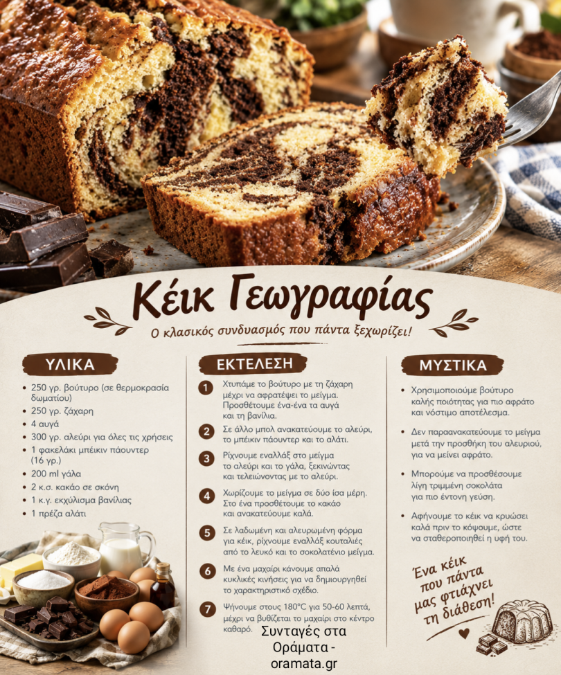 Συνταγή για κέικ γεωγραφίας με σοκολάτα Συνταγή για κέικ γεωγραφίας με σοκολάτα