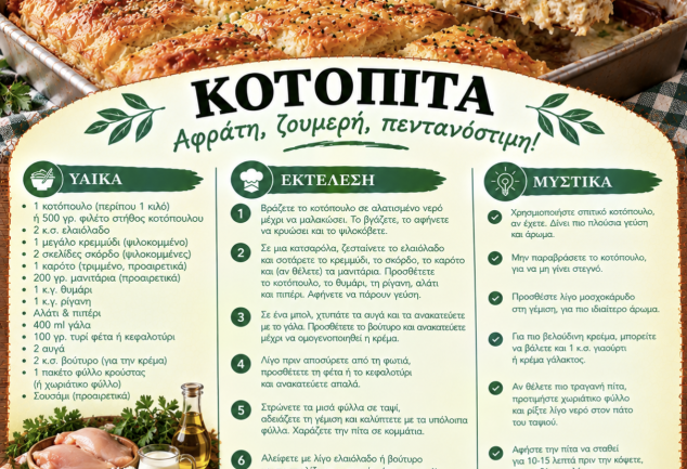 Συνταγή για κοτόπιτα με τέλεια γεύση